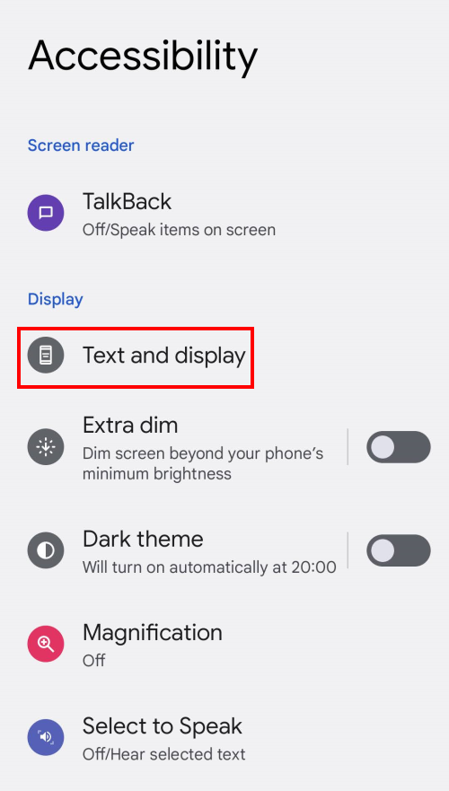 Tap Text and display
